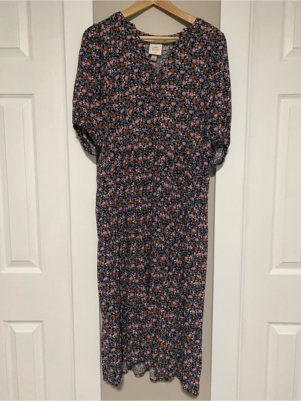 Knox Rose Black Floral Smocked Maxi Dress